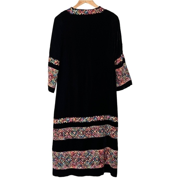 Giorgio Sant'Angelo 1970s Vintage Black Velvet Embroidered Dress - Picture 7 of 8